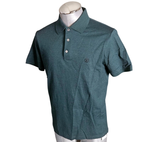 Louis Vuitton | Monogram Logo | Pique Cotton | Embroidered Knit | Teal Polo - Picture 1 of 16